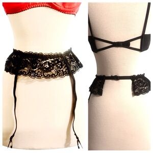 Christian Dior Vintage Garter Belt in Black Lace, Sexy 80’s Garters, 22”-28”